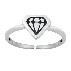 .925 Sterling Silver Diamond Toe Ring Adjustable